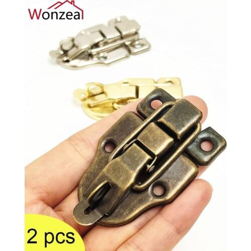 2pcs Practical Wooden Box Catch Clasp Hasp Latch Lock Jewelry Box Suitcase Hasp Furniture Hardware Accessories With Screws