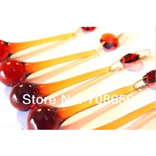 20 PCS AMBER GLASS CHANDELIER RAINDROP CRYSTAL PRISMS PENDANTS