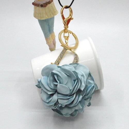 2016 Fashion Jewelry Cute Cloth Flower Pink Key Chains Key Cover Glass Keychain Bag Pendant Ring Holder Accessories KC821