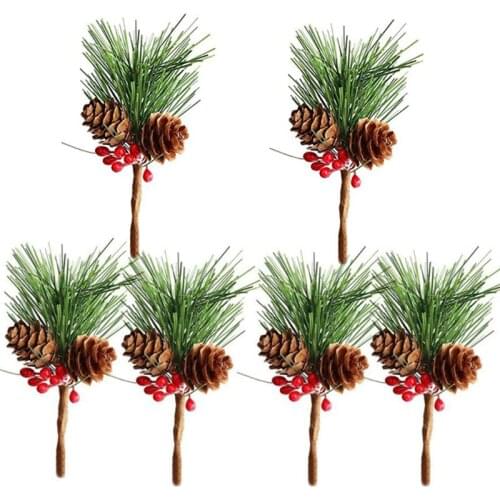 2020 10pc Christmas Red Berry And Pine Cone Picks With Holly Branches Floral Decor