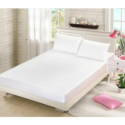 39 Ice Silk Anti-mite Fitted Sheet Mattress Cover Smooth and Comfortable Fadeless Solid Bed Sheets With Elastic Band