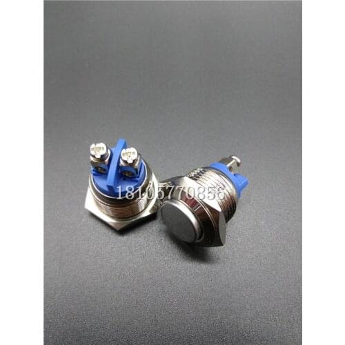 5pcs Automatic reset, high flat head, 16mm metal button switch, waterproof screw foot terminal