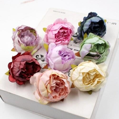 5pcs / Lot 5cm DIY Craft Flower Wreath Flower Wall High Quality Peony Artificial Silk Flower Wedding Decoration Head Garland