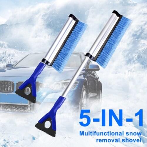 5-IN-1 Extendable Car Ice Scraper Glass Snow Brush Auto Windshield Window Snow Cleaning Scraping Tools Broom Wash Accessories