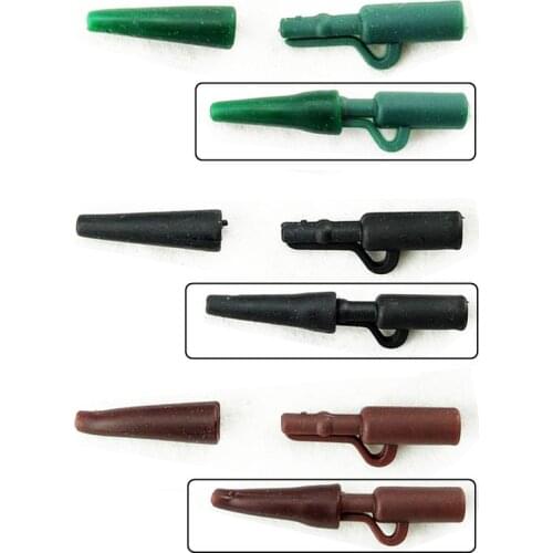 100pcs/lot Fishing Tackles Carp Fishing Soft Tail Rubber Tubes Lead Clips Black/Green/Brown 3 Colors Optional