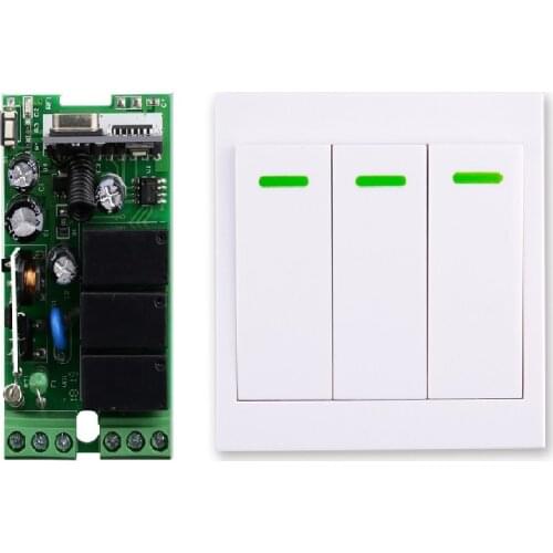 AC 110V 220V 3CH Universal Wireless Remote RF Relay + Wall Switch Transmitter Garage/LED/Light/Fan/Home Appliance Control