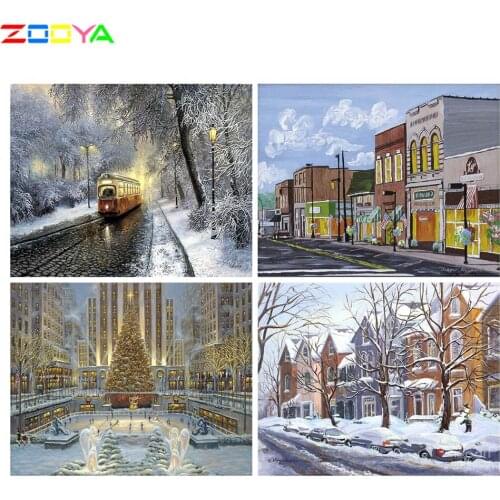 ZOOYA Diamond Embroidery 5D DIY Round Diamond Painting Wall Sticker Pictures Of Rhinestone Cross-Stitch Scenic Train Snow R1653