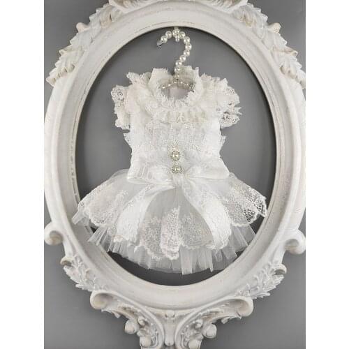 Free Shipping Handmade Dog Clothes Luxury Dog Wedding Dress Classic Style Lace Bridal Gown Pet Cat Yorkie Poodle Maltese