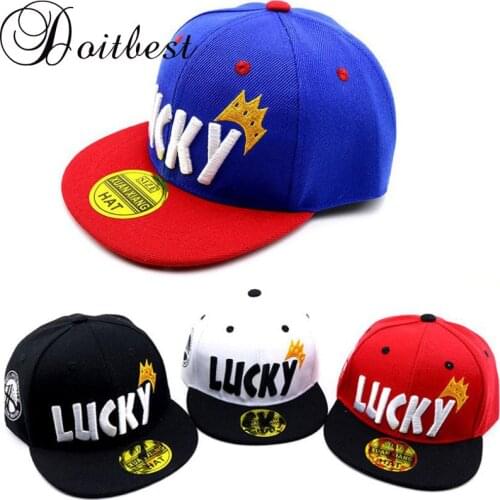 Doitbest 2 to 8 Years old Child Baseball Cap Hip Hop Summer LUCKY letters crown kids Sun Hat Boys Girls Caps snapback hats