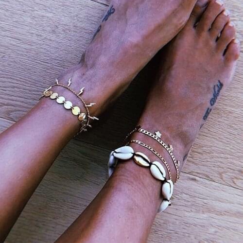 Boho Shell Anklet Ankle Bracelet For Women halhal enkelbandje Sandals Leg bracelet cheville Foot Jewelry cavigliera Summer
