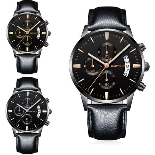 RGTOPONE Fashion Watches Men Businese Stainless Steel Case Leather Band watch Quartz Business Wristwatch relogio masculino Gift