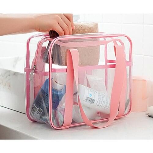 Travel Storage Bag Women Toiletry Organizer Waterproof Large Cosmetic Bag PVC Portable Transparent MakeUp Bag Female Wash Bag