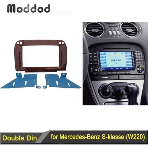 Double Din Stereo Panel for BENZ S-CLASS W220 Coupe C215 2002-2006 Fascia Radio Refitting Dash Installation Kit Face Frame
