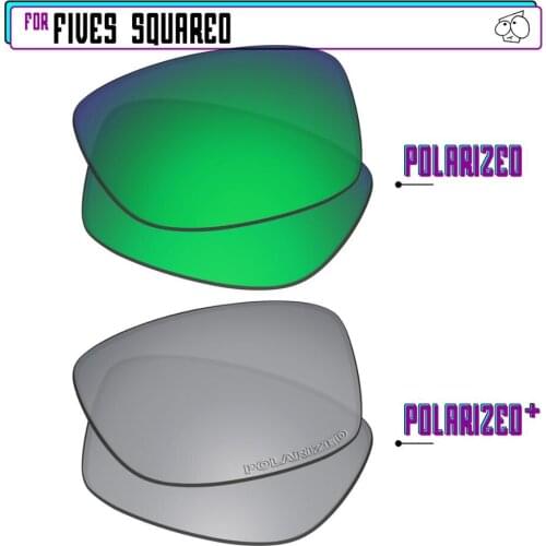 EZReplace Polarized Replacement Lenses for - Oakley Fives Squared Sunglasses - SilverP Plus-Green P