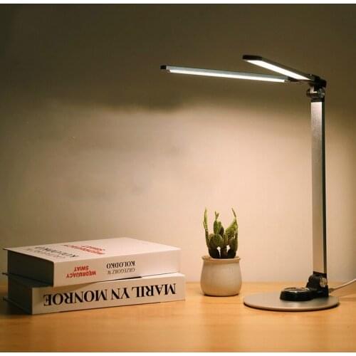 Hot 10W LED Fashion Desk Lamp with Dual Lamp RA95 56Bulb Stepless Dimming Eye Protect Touch Control Folding Style Table Lamp