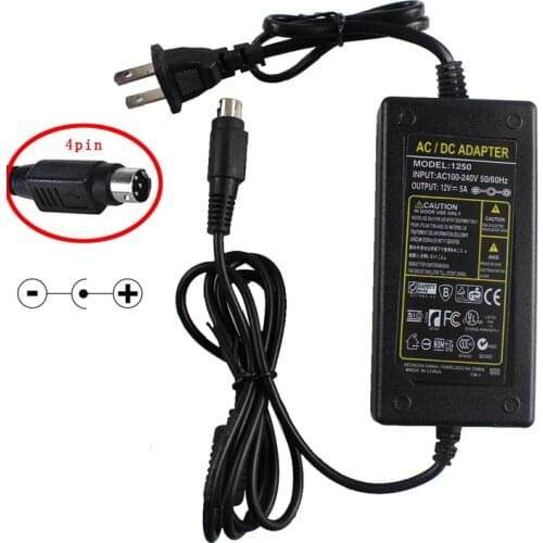 12V5A Switching Power Adapter 4 Pin 60W AC DC Converter Adapter For LCD TV Monitor Flat Panel TV DVR Power Supply Charger