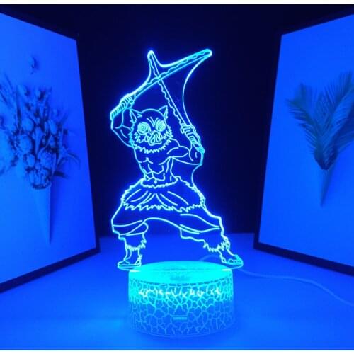 Inosuke Hashibira for Bedroom Decor Light Birthday Gift Manga LED 3D Table Lamp Anime Demon Slayer 16 Colors Remote Dropshipping