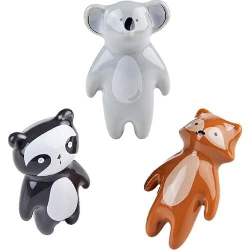 Ceramic Cabinet Handles Cartoon Knob Lion Panda Furniture Handle Kids Wall Coat Hooks Drawer Pulls Doorknobs Earthenware