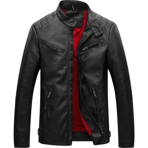 Faux Leather Jacket Men Fleece Keep Warm Winter Jacket Mens Leather Jacket And Coats Plus Size XXXL Bicker Moto Leather Jacket