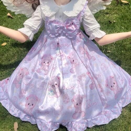 Summer Baby Bear Japanese Soft Girl Kawaii Design loli Sweet Lolita Tea Party Dress Jsk Sleeveless Dress Female