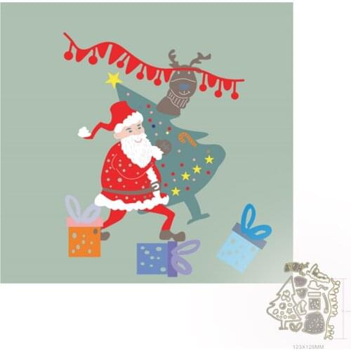 Cute Santa and Elk Christmas Tree Metal Cutting Dies For DIY Decorative Embossing Handcraft Paper Cards Making Die Template 2021