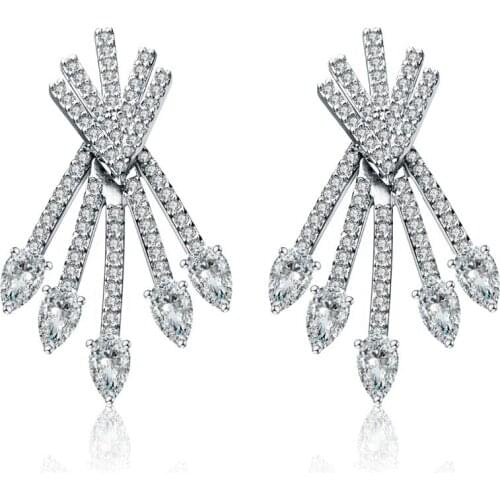 Fashion jewelry for women stud earring AAA cubic zironia arrow shaped separate parts pave setting brincos accessories