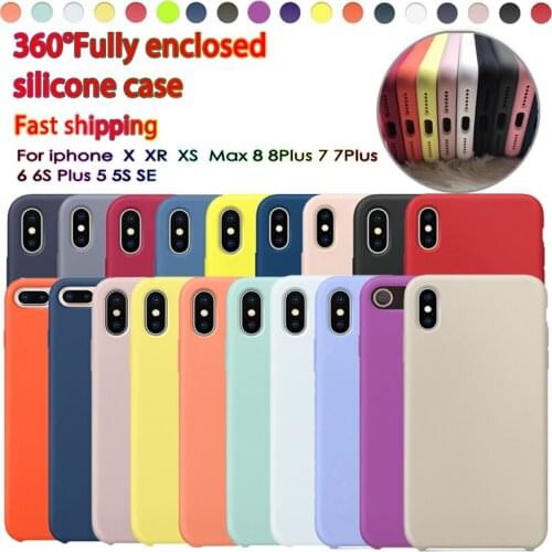 Fashion Thin Soft Full Case For iPhone 7 8 6 6s Plus Liquid Silicone Cover Candy Color Coque Capa For iPhone X Xs 11 Pro Max XR