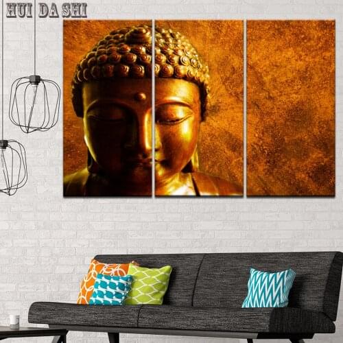 Canvas Home Wall Art Decor Framework HD Prints Living Room Poster 3 Pieces Buddha Meditation Paintings Buddha Statue Pictures