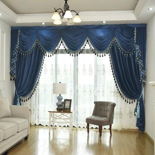 Pure Color Dutch Velvet Curtains for Living Room Bedroom Shading Curtain Classical European Curtains Valance High-end Decoration