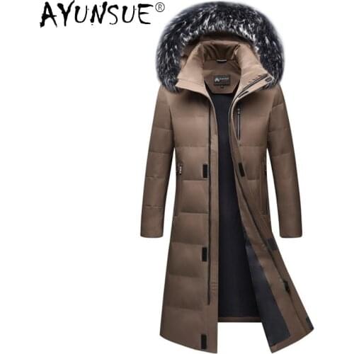 AYUNSUE Down Jacket Men Thick Mens Clothing Coat Male Winter Clothes 5XL 6XL Mens Jackets Large Fur Collar Parkas Ropa LXR590
