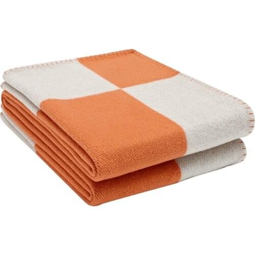 Luxury H Cashmere Design Blanket Crochet Soft Wool Shawl Blankets for Beds Winter Warm Couch Blanket Knit Throw Blanket