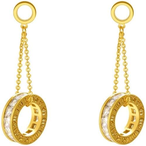 S905 silver needle circle long earrings female Korean temperament drop earrings 2021 new trendy cubic zirconia earrings