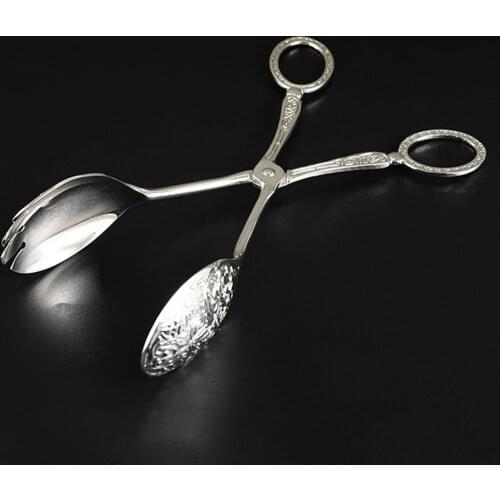 Food Serving Tong Cake Salad Bread Cake Clip Vintage Stainless Steel Kitchen Food Serving Tong for Barbecue Buffet Party