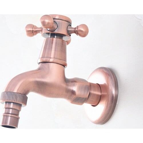 Antique Red Copper Brass Bathroom Single Cross Handle Washing Machine Faucet /Garden Water Tap / Laundry Sink Water Taps mav329