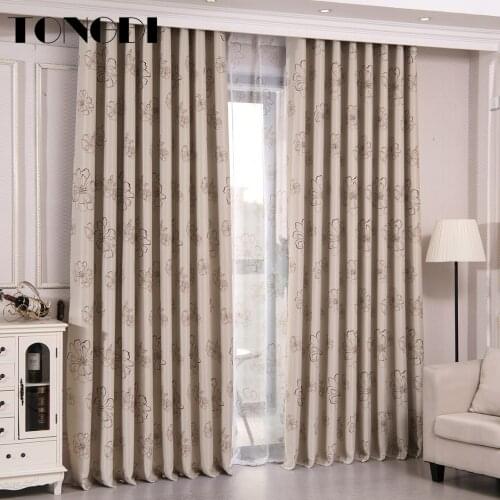 TONGDI Blackout Curtain Modern Leaves Floral Thickened Elegant High-grade Decoration For Home Parlour Room Bedroom Living Room