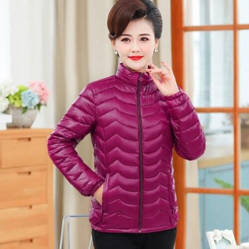 Moms Thin Cotton Jacket Short Tops Winter Jacket Women Coat Korean Slim Plus size Female Parka Coat Wave pattern Padded Jacket