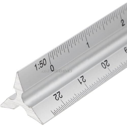 30cm Aluminium Metal Triangle Scale Architect Engineer Technical Ruler 12" Measuring & Gauging Tools R08 Whosale&DropShip