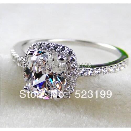 Solid Platinum PT950 Ring 3CT Cushion Diamond Engagement Ring Statement Wedding Anniversary Ring Brilliant Forever