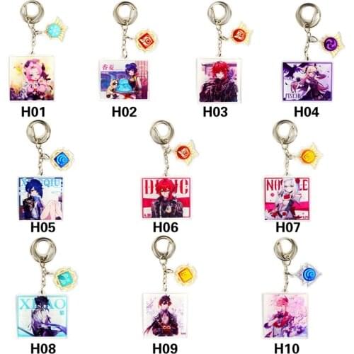 Genshin Impact Keychain Man Game Acrylic Key Chain Women Key Holder Couples Keyring Cartoon Key Ring Pendant Porte Clef Project