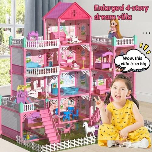Montessori Girls Princess lighting Villa Toy Handmade Castle Diy 3d House Toy Dollhouse Birthday Gifts Educational Children Toys