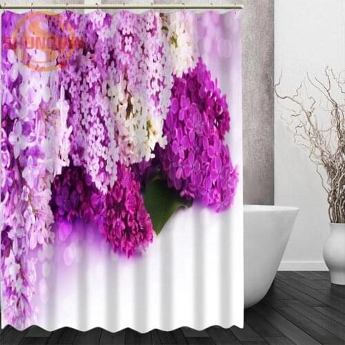 Lilac flowers Shower Curtain Eco-friendly Modern Fabric polyester Custom Bath Curtains Home Decor Curtains