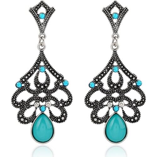 LOVBEAFAS Fashion Bohemian Long Flower Crystal Drop Earrings For Women Jewelry Vintage Earrings