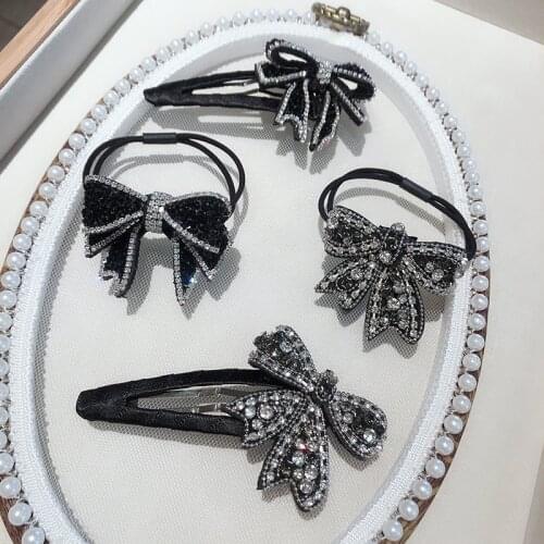 Women Elastic Hair Bands Bow Hairpins Hair Tie Girl Acrylic Crystal Hair Accessories Handmade Head Bands Wholesale