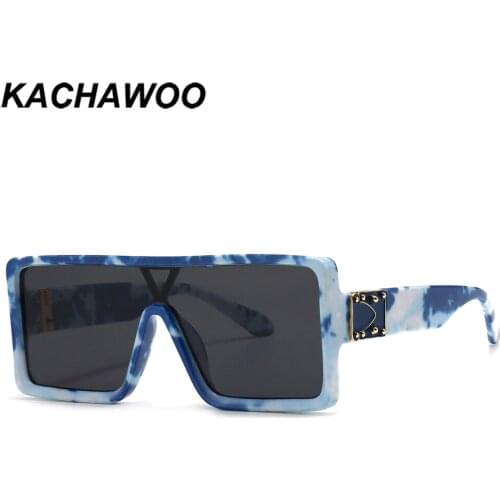 Kachawoo oversized square sunglasses for women one piece lens men eyewear accessories printing blue pattern hot summer uv400