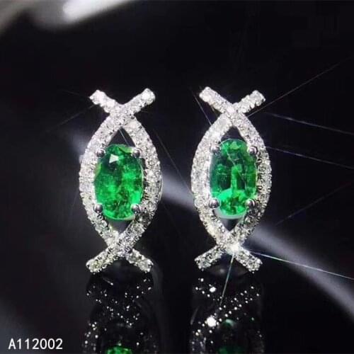KJJEAXCMY fine jewelry natural Emerald 925 sterling silver women earrings new Ear Studs support test classic fashion