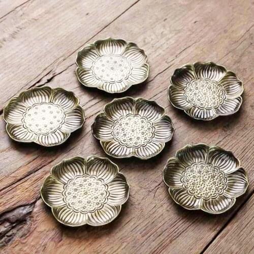 1PC Creative Leaf Shape Tea Coaster Teacup Cup Holder Cups Mats Kitchen Accessories Alloy Anti-Scald Insulation Pad Tea Ceremony