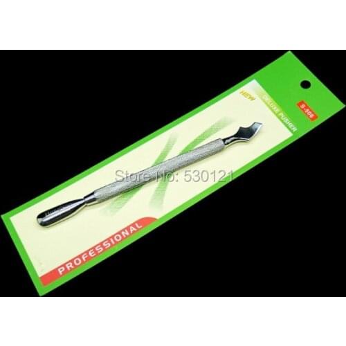 Free Shipping 1pc High Quality Imported Stainless Steel Nail Art Cuticle Pusher Metal Nail Cleaner Manicure Pedicure Care Tool