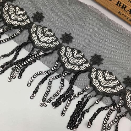 2 yards Black Sequin Fabric for Glitter Clothes Dress Bikini Pillow Sequin Tablecloth Runner Table Stage Party Wedding DIY Decor