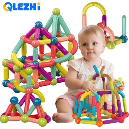 25-128Pcs Big Size Magnetic Stick Building Blocks game magnets children Set Kids Magnets for children Magnetic Toy Bricks