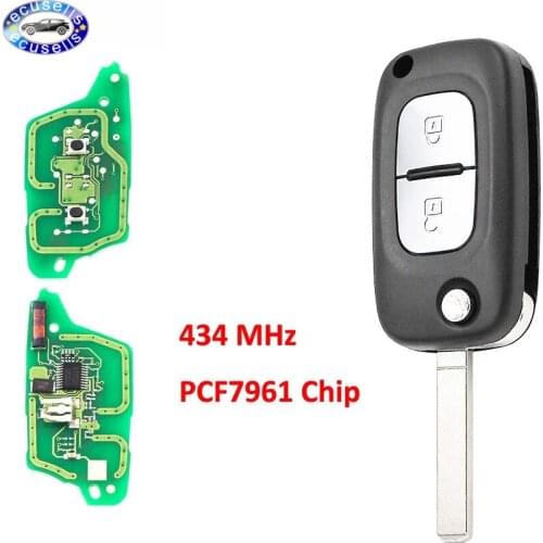 3 Buttons For Folding Remote Car Key Fob 433MHZ With Chip PCF7961 ID46 for Renault Twingo 2007-2013